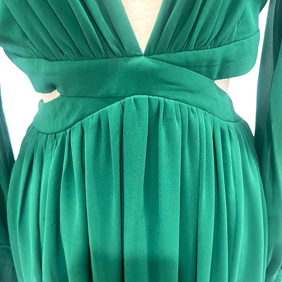 HUNTER GREEN MAXI DRESS, SIZE LARGE,LINED, DOUBLE SPLIT - Picture 4 of 9